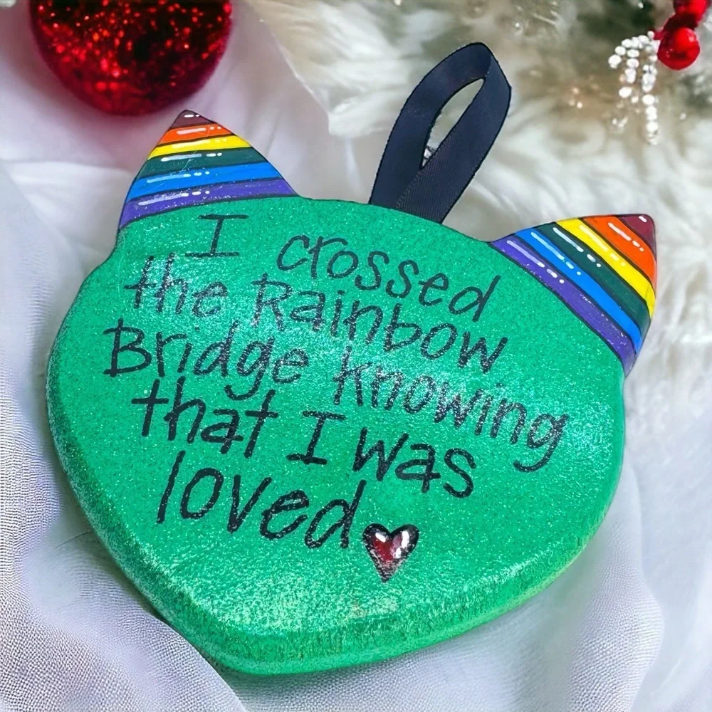 Purr-fect Tribute: Rainbow Bridge Cat Ornament. Personalized Custom Christmas